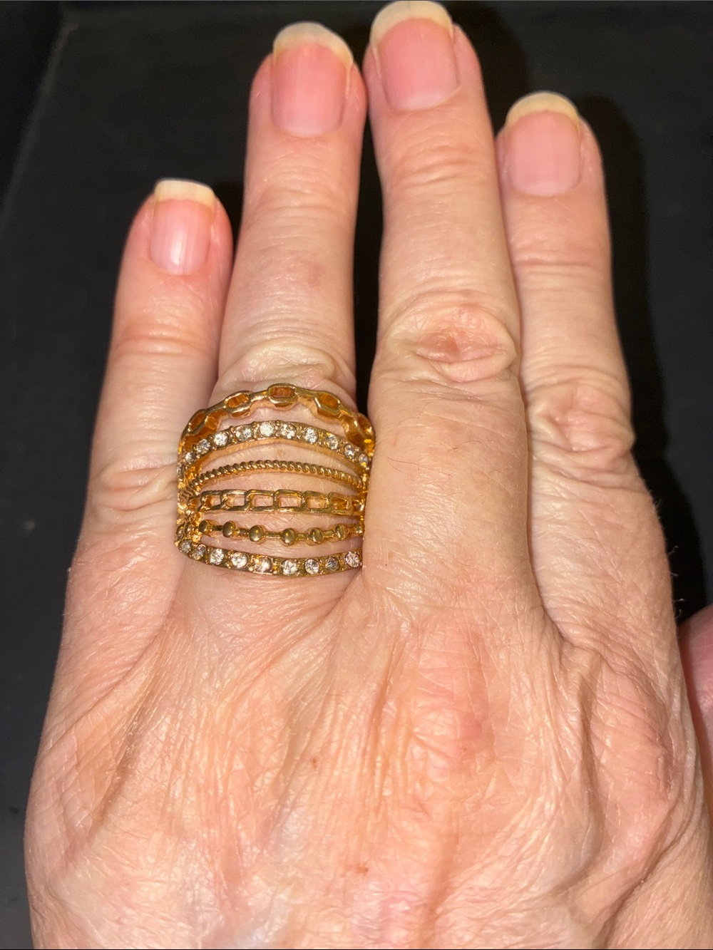 Multi-Row Crystal Band Stretch Ring